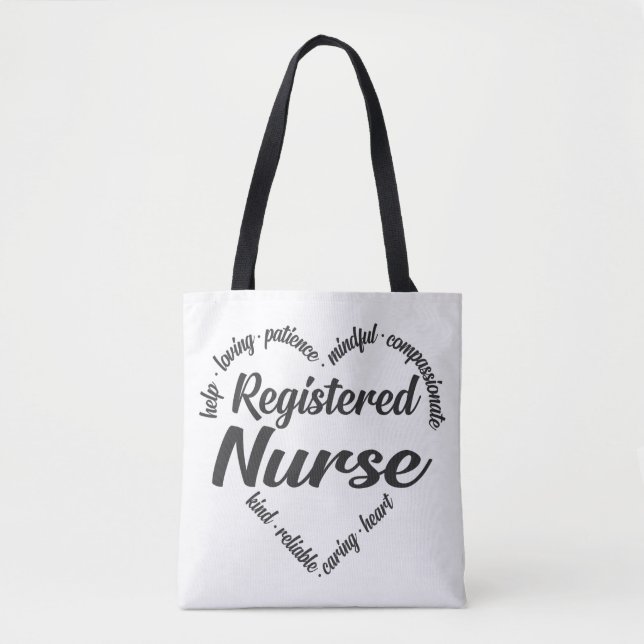 Registriert Nurse Heart Word Cloud Tasche (Vorderseite)