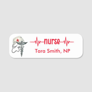 Registriert Nurse RN Abzeichen Niedlich Red Stetho Namensschild