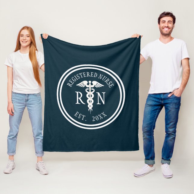 Registriert Nurse RN Caduceus Abschluss Jahr Blau Fleecedecke (Beispiel)