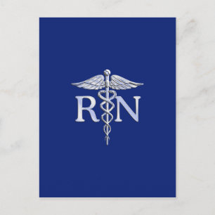 Registriert Nurse RN Caduceus auf Navy Blue Postkarte