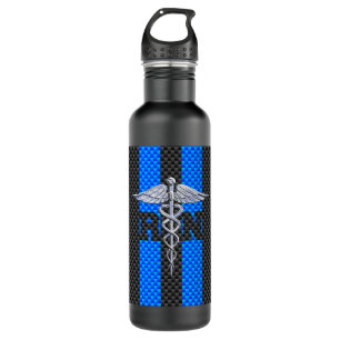 Registriert Nurse RN Caduceus Carbon Fibre Streife Edelstahlflasche