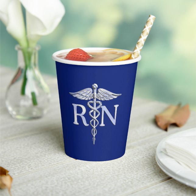Registriert Nurse RN Caduceus Design Pappbecher (In Situ)