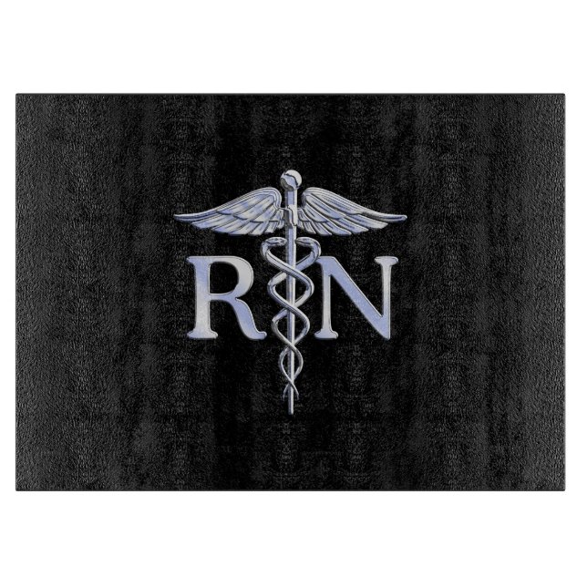 Registriert Nurse RN Caduceus Schlangen Stil auf s Schneidebrett (Vorderseite)
