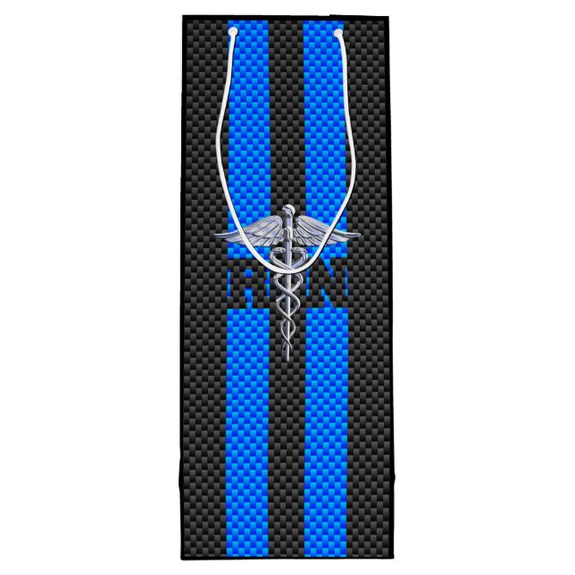 Registriert Nurse RN Silver Caduceus Geschenktüte Für Weinflaschen (Rückseite)