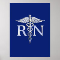Registriert Nurse RN Silver Caduceus Navy Blue Dek