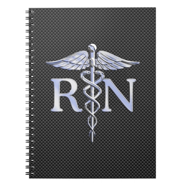 Registriert Nurse RN Silver Caduceus Snakes Notizblock (Vorderseite)