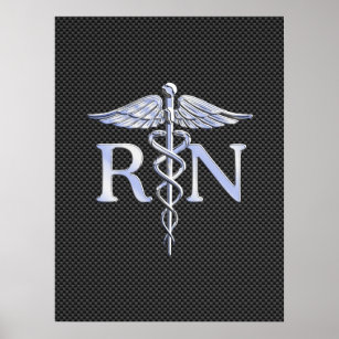 Registriert Nurse RN Silver Caduceus Snakes Poster