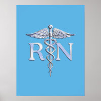 Registriert Nurse RN Silver wie Caduceus Baby Blue