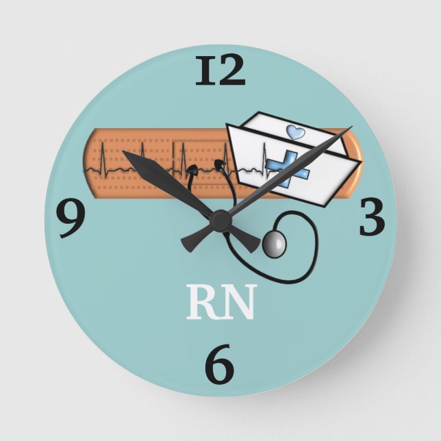 Registrierte Krankenpflege "RN" Runde Wanduhr (Vorderseite)