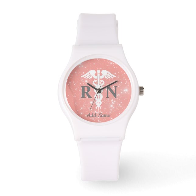 Registrierte Krankenschwester Caduceus Medical Whi Armbanduhr (Vorderseite)