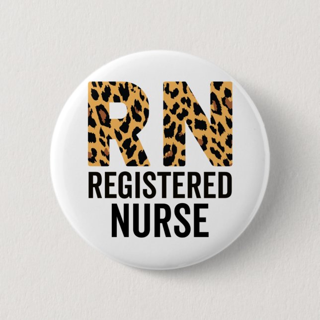 Registrierte Krankenschwester Cheetah Print Nurse  Button (Vorderseite)