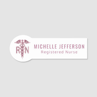 Registrierte Krankenschwester - Logo - Rosa Namensschild