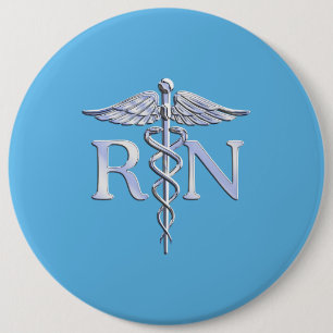 Registrierte Krankenschwester RN Caduceus auf Baby Button
