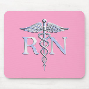 Registrierte Krankenschwester RN Caduceus auf rosa Mousepad
