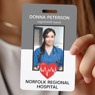 Registrierte Krankenschwester RN Medical Gray Foto Ausweis