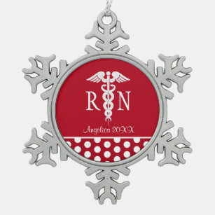 Registrierte Krankenschwester RN medizinischer Schneeflocken Zinn-Ornament