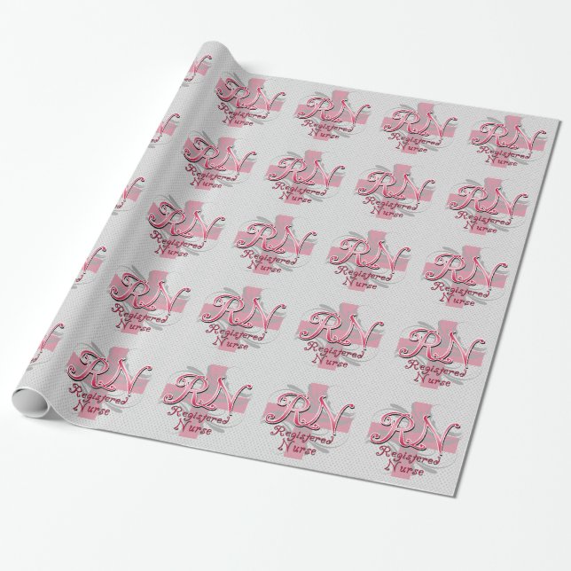 Registrierte Krankenschwester RN, rosa QuerWirbel Geschenkpapier (Ungerollt)