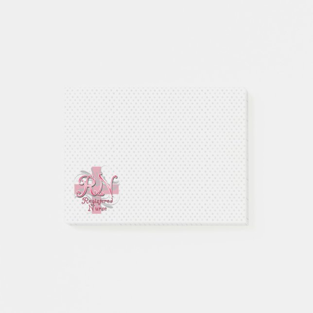 Registrierte Krankenschwester RN, rosa QuerWirbel Post-it Klebezettel (Vorderseite)