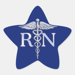Registrierte Krankenschwester RN silberner Stern-Aufkleber