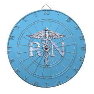 Registrierte Krankenschwester RN Silver Caduceus a Dartscheibe