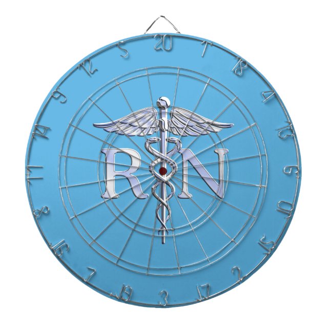 Registrierte Krankenschwester RN Silver Caduceus a Dartscheibe (vorne)
