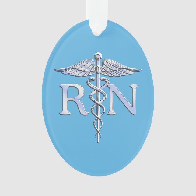 Registrierte Krankenschwester RN Silver Caduceus a Ornament (Vorderseite)