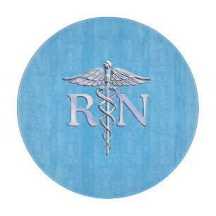 Registrierte Krankenschwester RN Silver Caduceus a Schneidebrett