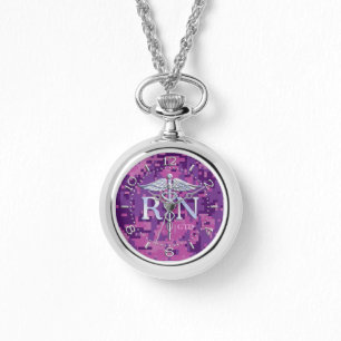 Registrierte Krankenschwester RN Silver Caduceus M Armbanduhr