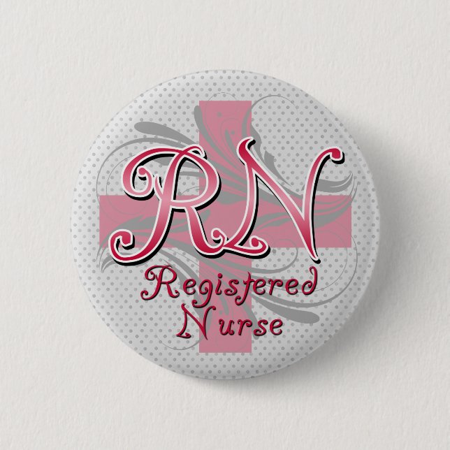 Registrierte Krankenschwester, rosa QuerWirbel Button (Vorderseite)