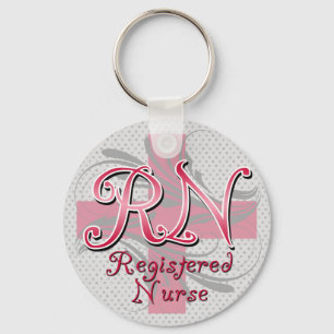 Registrierte Krankenschwester, rosa QuerWirbel Schlüsselanhänger