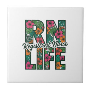 Registrierte Pflegefachfrau RN Life Floral Vektor Fliese