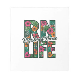 Registrierte Pflegefachfrau RN Life Floral Vektor Notizblock