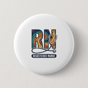 Registrierte Pflegefachfrau RN Vintage-Regenbogen- Button