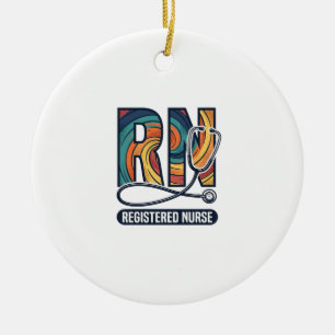 Registrierte Pflegefachfrau RN Vintage-Regenbogen- Keramik Ornament