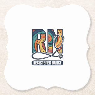 Registrierte Pflegefachfrau RN Vintage-Regenbogen- Untersetzer