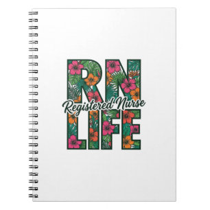 Registrierte Pflegekraft RN Life Floral Vektor Des Notizblock