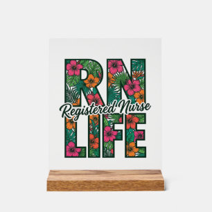 Registrierte Pflegekraft RN Life Floral Vektordesi Acrylschild