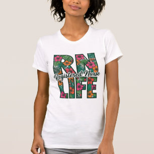 Registrierte Pflegekraft RN Life Floral Vektordesi T-Shirt