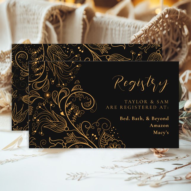 Registrierung für Hochzeiten mit Gold und Black El Begleitkarte (Von Creator hochgeladen)