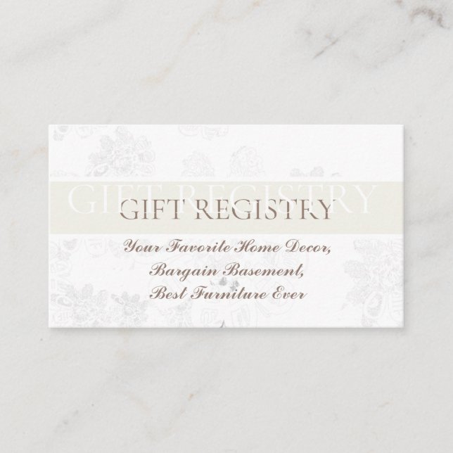 Registrierung für Hochzeitsgeschenke (mit weißen B Begleitkarte (Vorderseite)
