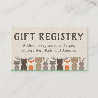Registrierung für Woodland Themed Baby Shower Inse Begleitkarte