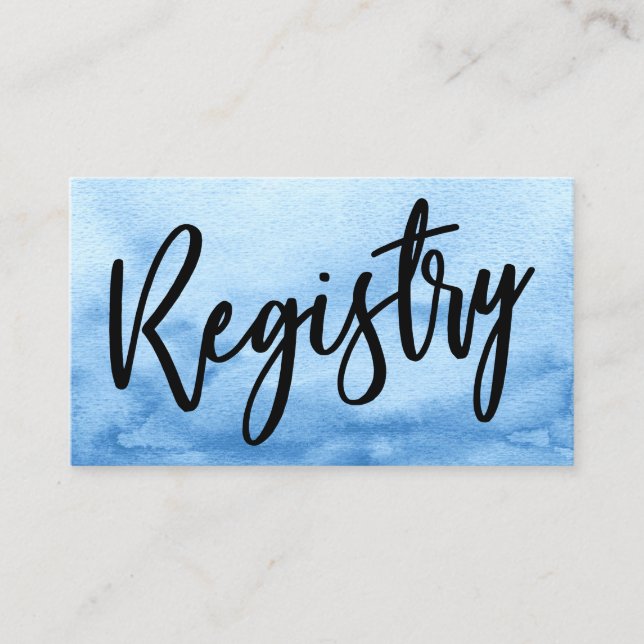 Registrierung lässiger Handschriften Blue Watercol Begleitkarte (Vorderseite)