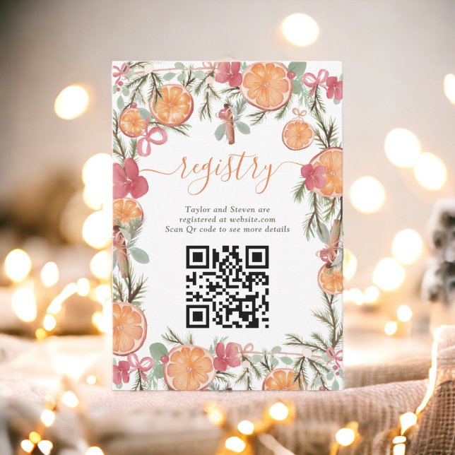 Registrierung von Boho Winter Dried Citrus Floral  Begleitkarte (Boho Winter Dried Citrus Floral Bridal registry Enclosure Card)