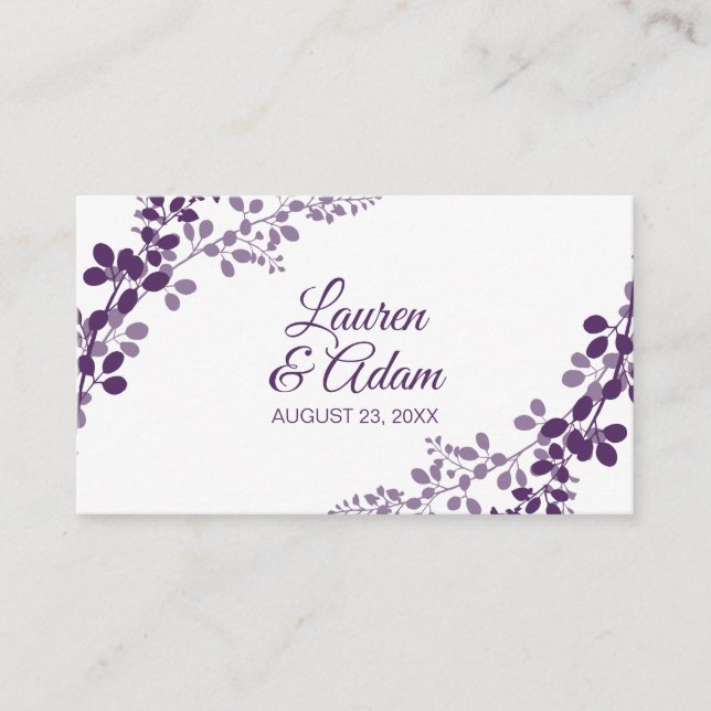 Registrierungskarten für Hochzeiten - Lila / Reben Begleitkarte (Vorderseite)