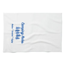 Règles de camping sur une serviette de cuisine