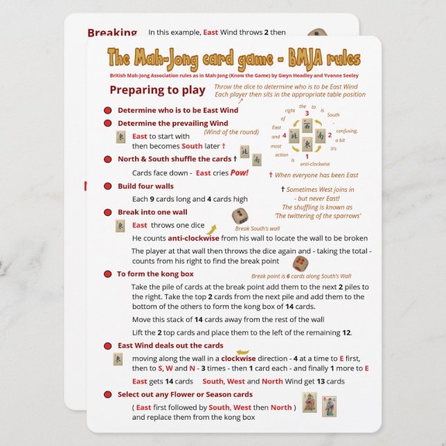 Règles du jeu de cartes à grande impression - Prép (Devant / Derrière)