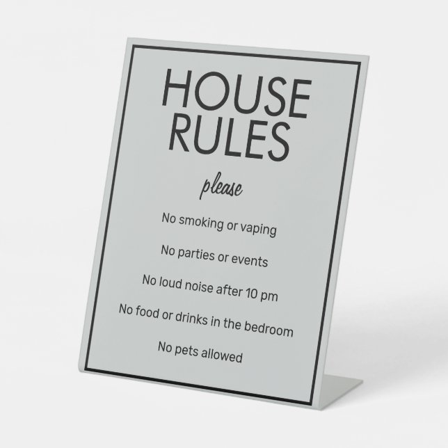 Règles modernes de la maison en gris clair Panneau (Recto)