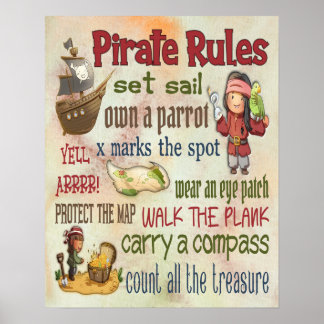 Règles Pirate Citations Motivationnelles - Poster 