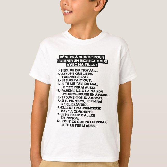 Regles pour un rv avec ma fille T-Shirt (Vorderseite)