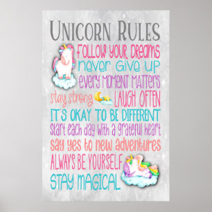Règles Unicorn Citations Motivationnelles - Poster